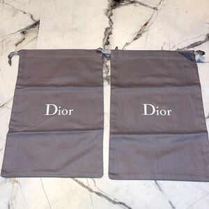 DIOR Gray w White Logo Dust Shoe Bags NEW